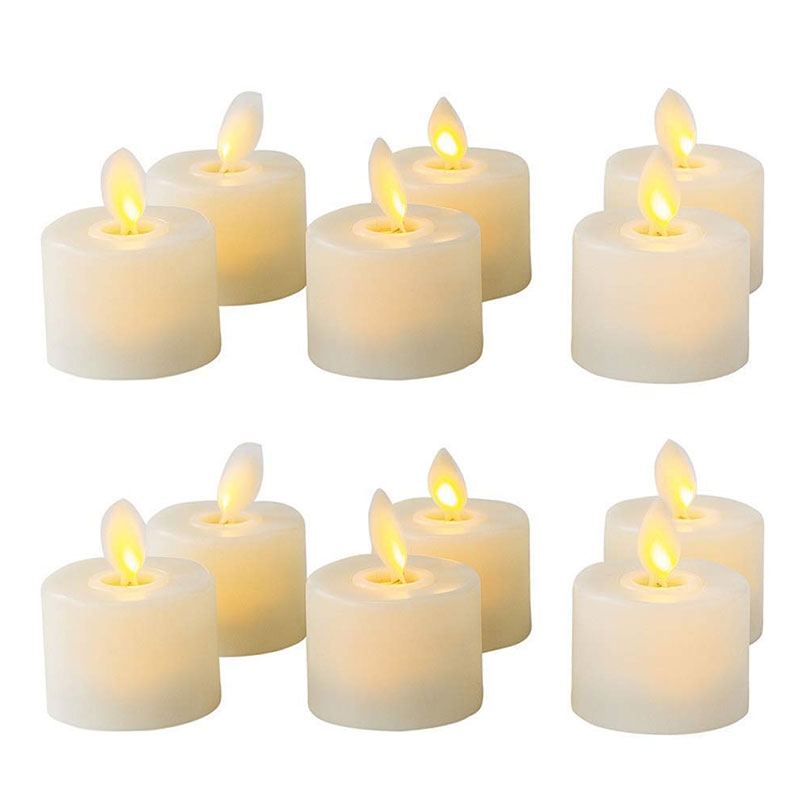 Pack of 6 Or 12 Remote Control Decorative Moving Wick Christmas Candles,Flameless Dancing Flame Votive Tealight With Timer