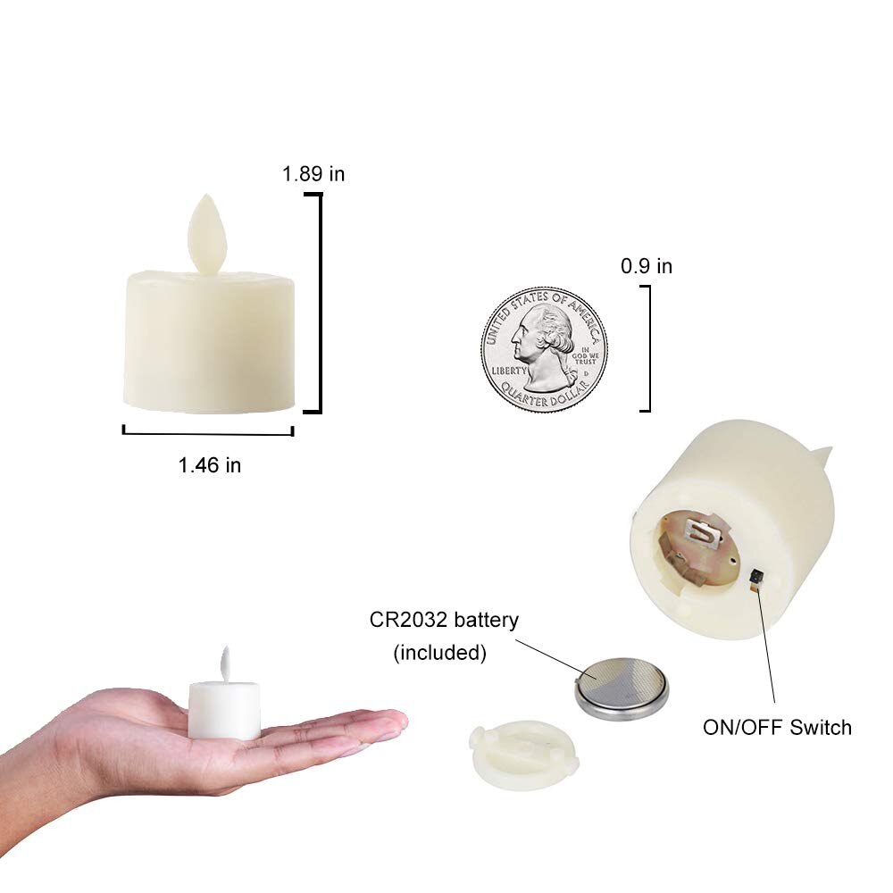 Pack of 6 Or 12 Remote Control Decorative Moving Wick Christmas Candles,Flameless Dancing Flame Votive Tealight With Timer